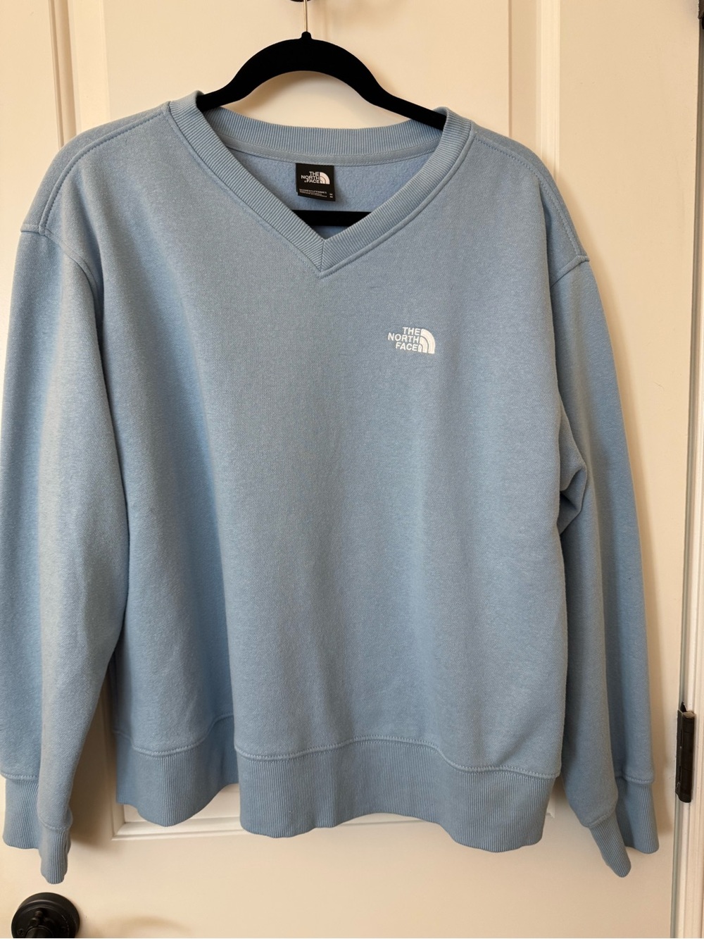 The North Face Women's V-Neck Sweatshirt in Light Blue